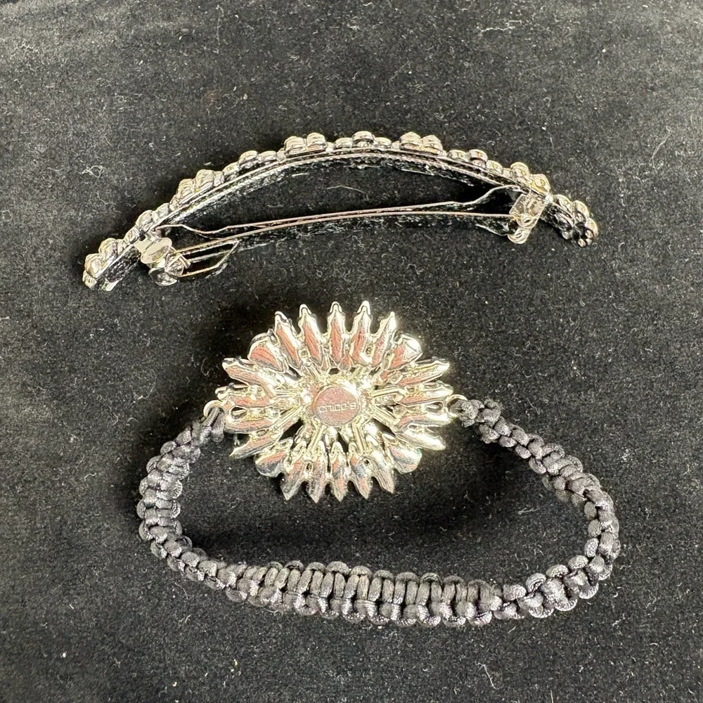 Elegant Bling Silver and Black Crystal Barrette and Hair Elastic